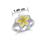 Plumeria - Hawaii National Flower Silver Enamel Ring TRI2315 - DiveSilver Jewelry